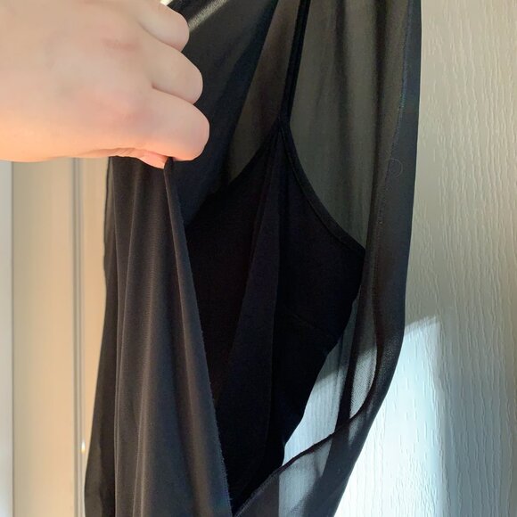 Sweet Storm Black & Nude Lace Mini Dress - Size Large - Party Holiday Classy - Picture 4 of 13